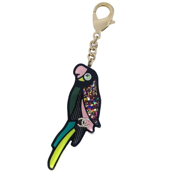 Chanel Black Parrot Chain Bag Charm - Picture 1 of 9